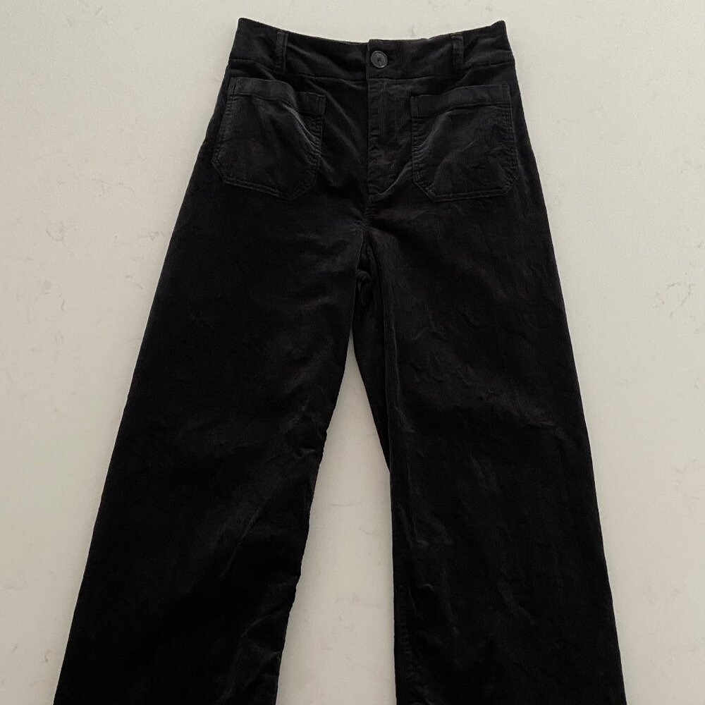 MAEVE The Colette Corduroy Standard Crop Wide-Leg Black Pants